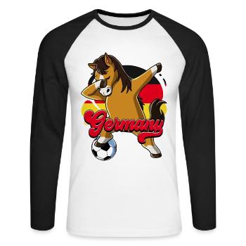 Deutschland Fußball - Unisex Baseballshirt langarm - Weiß/Schwarz - Vorne - Nik (191cm)