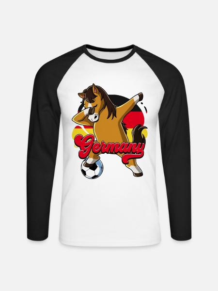 Deutschland Fußball - Unisex Baseballshirt langarm - Weiß/Schwarz