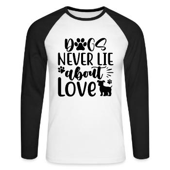 Dogs never lie about Love - Unisex Baseballshirt langarm - Weiß/Schwarz - Vorne - Nik (191cm)