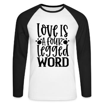L’amour est un mot à quatre pattes - T-shirt baseball manches longues Homme - blanc/noir - Devant - Nik (191cm)
