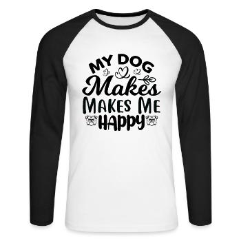 Mon chien me rend heureux - T-shirt baseball manches longues Homme - blanc/noir - Devant - Nik (191cm)