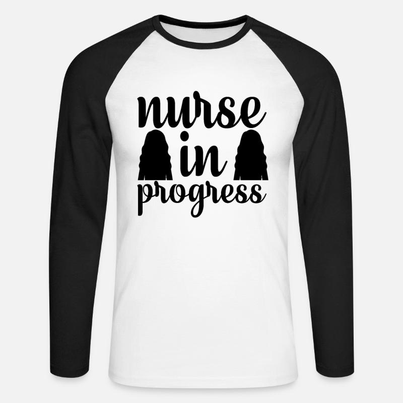 Krankenschwester in Arbeit - Unisex Baseballshirt langarm - Weiß/Schwarz