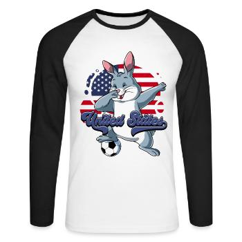 Usa Soccer - Unisex Long Sleeve Baseball T-Shirt - white/black - Front - Nik (191cm)