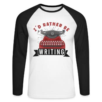 Author Writing Writer Literature - Unisex Long Sleeve Baseball T-Shirt - white/black - Front - Nik (191cm)