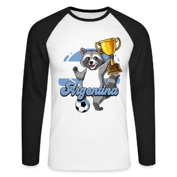 Argentina Football - Unisex Long Sleeve Baseball T-Shirt - white/black - Front - Nik (191cm)