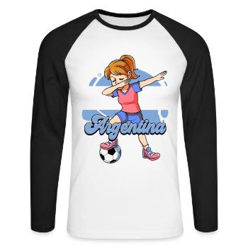 Argentina Football - Unisex Long Sleeve Baseball T-Shirt - white/black - Front - Nik (191cm)