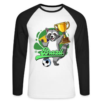 Brésil Football - T-shirt baseball manches longues Homme - blanc/noir - Devant - Nik (191cm)