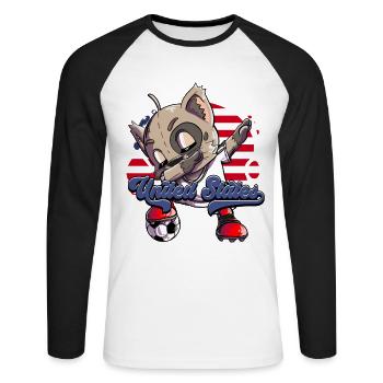 Usa Soccer - Unisex Long Sleeve Baseball T-Shirt - white/black - Front - Nik (191cm)