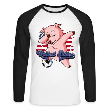 Usa Soccer - T-shirt baseball manches longues Homme - blanc/noir - Devant - Nik (191cm)