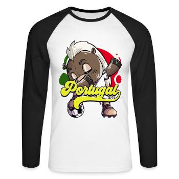 Portugal Fußball - Unisex Baseballshirt langarm - Weiß/Schwarz - Vorne - Nik (191cm)