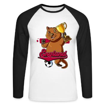 England Fußball - Unisex Baseballshirt langarm - Weiß/Schwarz - Vorne - Nik (191cm)