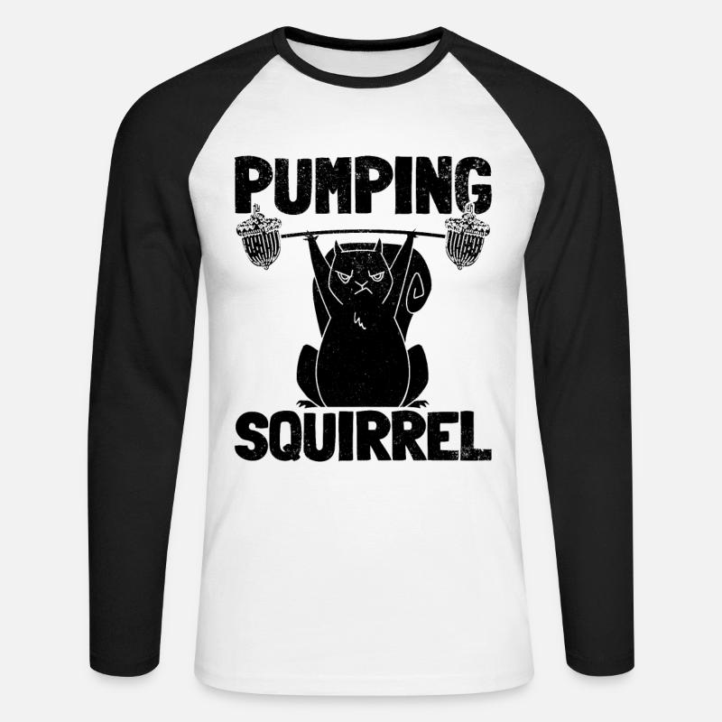 Eichhörnchen Powerlifting Eichhörnchen - Unisex Baseballshirt langarm - Weiß/Schwarz