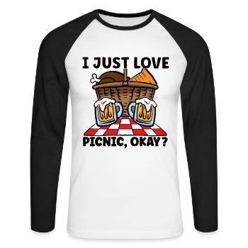 Picnic Lover Picnic Food Basket Picnic Date - Unisex Long Sleeve Baseball T-Shirt - white/black - Front - Nik (191cm)
