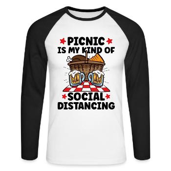 Picnic Lover Picnic Food Basket Picnic Date - Unisex Long Sleeve Baseball T-Shirt - white/black - Front - Nik (191cm)