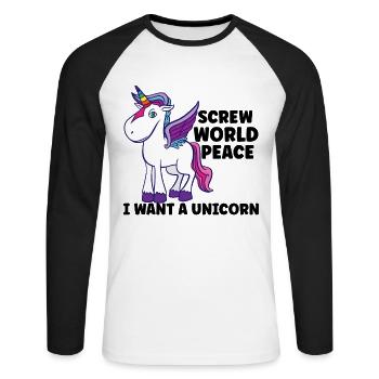Horse Dressage Horseback-Riding Horse Girl Barn - Unisex Baseballshirt langarm - Weiß/Schwarz - Vorne - Nik (191cm)