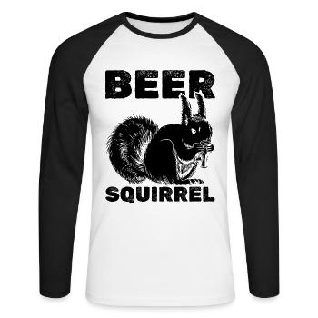 Squirrel Beer Squirrel - Unisex Long Sleeve Baseball T-Shirt - white/black - Front - Nik (191cm)