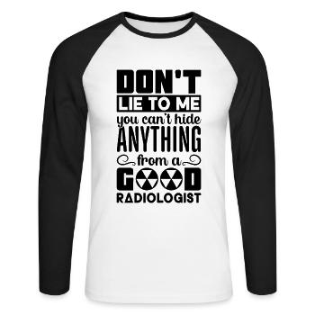 Radiology X-ray Technician X-ray Hospital - Unisex Long Sleeve Baseball T-Shirt - white/black - Front - Nik (191cm)