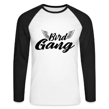 Bird Gang Wings - Bird Lovers Bird Watching - Unisex Long Sleeve Baseball T-Shirt - white/black - Front - Nik (191cm)