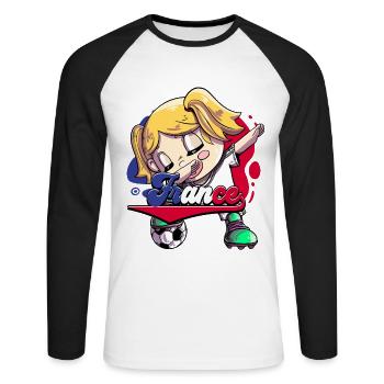 France Football - Unisex Long Sleeve Baseball T-Shirt - white/black - Front - Nik (191cm)