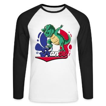 France Football - T-shirt baseball manches longues Homme - blanc/noir - Devant - Nik (191cm)
