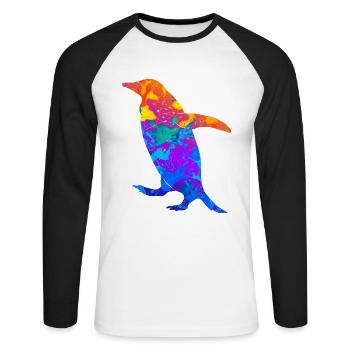 Penguin Penguins Animal Lovers Silhouette Penguins - Unisex Long Sleeve Baseball T-Shirt - white/black - Front - Nik (191cm)