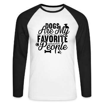 Les chiens sont mes personnes préférées - T-shirt baseball manches longues Homme - blanc/noir - Devant - Nik (191cm)