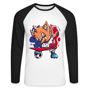 France Football - T-shirt baseball manches longues Homme - blanc/noir - Devant - Nik (191cm)