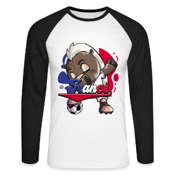 Frankreich Fußball - Unisex Baseballshirt langarm - Weiß/Schwarz - Vorne - Nik (191cm)