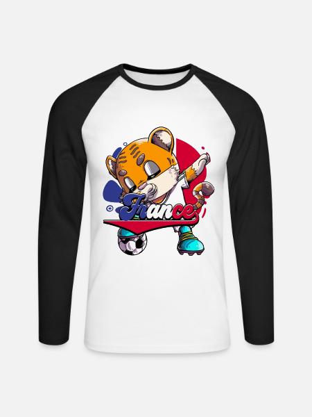 Frankreich Fußball - Unisex Baseballshirt langarm - Weiß/Schwarz