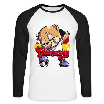Germany Football - Unisex Long Sleeve Baseball T-Shirt - white/black - Front - Nik (191cm)