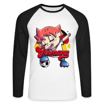 Germany Football - Unisex Long Sleeve Baseball T-Shirt - white/black - Front - Nik (191cm)