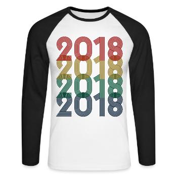 Cool Retro 2018, 5 Years Old, 5th Birthday Kids - Unisex Long Sleeve Baseball T-Shirt - white/black - Front - Nik (191cm)