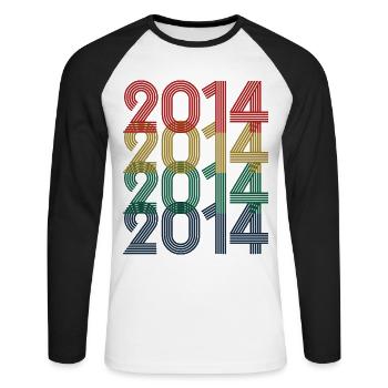 Cool Retro 2014, 9 Years Old, 9th Birthday Kids - Unisex Long Sleeve Baseball T-Shirt - white/black - Front - Nik (191cm)