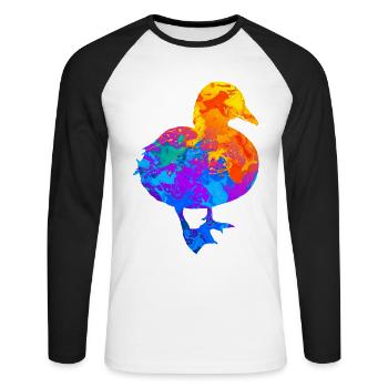 Canard Canard Colvert Enterich Silhouette Cadeau - T-shirt baseball manches longues Homme - blanc/noir - Devant - Nik (191cm)