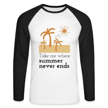 Sommer Palmen Strand Sonne Urlaub Geschenk - Unisex Baseballshirt langarm - Weiß/Schwarz - Vorne - Nik (191cm)