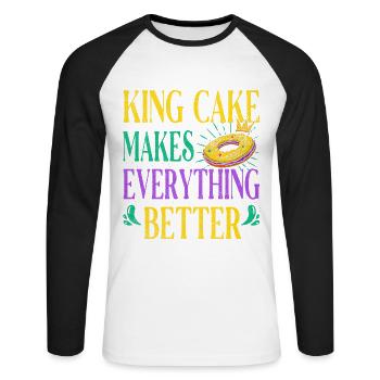 King Cake Makes Everything Better for Baker Or - Unisex Long Sleeve Baseball T-Shirt - white/black - Front - Nik (191cm)