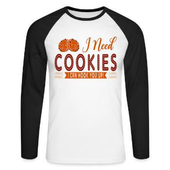 I Need Cookies, I Can You Go to Baker Or - Unisex Long Sleeve Baseball T-Shirt - white/black - Front - Nik (191cm)