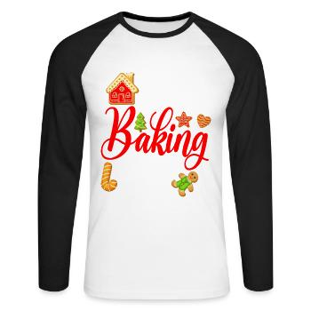 Cookie baking crew for baking or baking - Unisex Long Sleeve Baseball T-Shirt - white/black - Front - Nik (191cm)