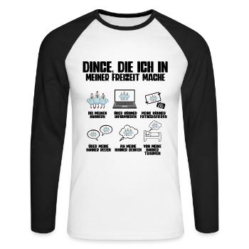 Huhn Hühner - Unisex Baseballshirt langarm - Weiß/Schwarz - Vorne - Nik (191cm)