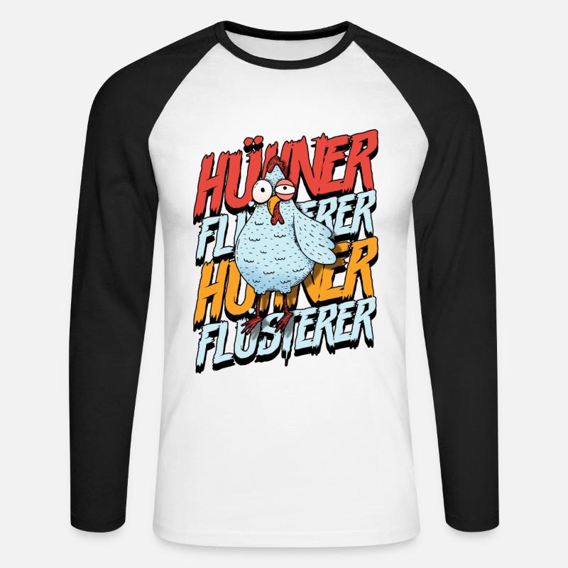 Huhn Hühner Flüsterer - Unisex Baseballshirt langarm - Weiß/Schwarz