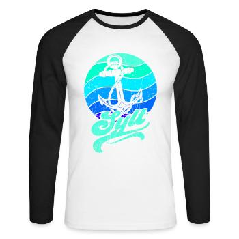 Sylt - Unisex Baseballshirt langarm - Weiß/Schwarz - Vorne - Nik (191cm)