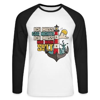 Sylt - Unisex Baseballshirt langarm - Weiß/Schwarz - Vorne - Nik (191cm)