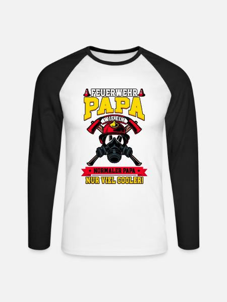 Feuerwehr Papa Feuerwehrmann - Unisex Baseballshirt langarm - Weiß/Schwarz