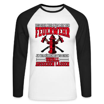 Feuerwehr Feuerwehrmann - Unisex Baseballshirt langarm - Weiß/Schwarz - Vorne - Nik (191cm)