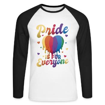 Stolz ist für alle. Vielfalt Buntes LGBT-Herz. - Unisex Baseballshirt langarm - Weiß/Schwarz - Vorne - Nik (191cm)
