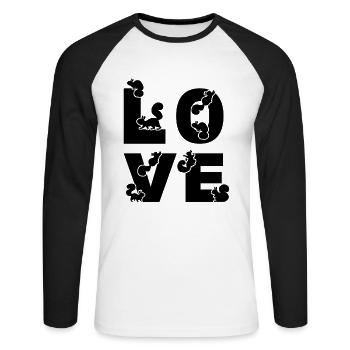LOVE Squirrel Cute Squirrel Lover - Unisex Long Sleeve Baseball T-Shirt - white/black - Front - Nik (191cm)