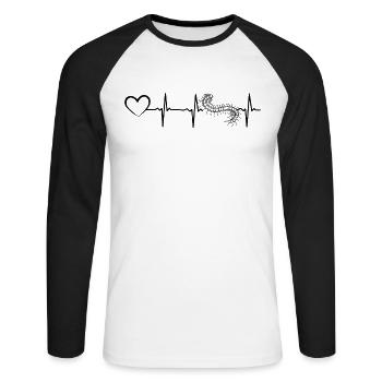 Heartbeat Scolopendra Heartbeat Centipede - Unisex Long Sleeve Baseball T-Shirt - white/black - Front - Nik (191cm)