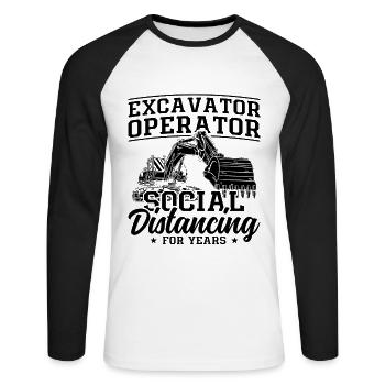 Baggern Bauarbeiter Baggerfahrer Geschenkidee - Unisex Baseballshirt langarm - Weiß/Schwarz - Vorne - Nik (191cm)