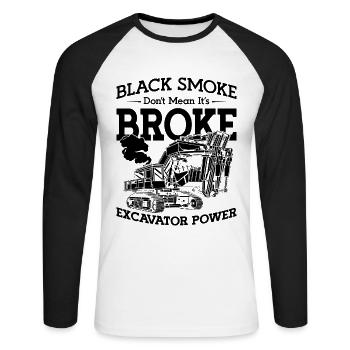 Baggerfahrer Bauarbeiter Bagger Geschenkidee - Unisex Baseballshirt langarm - Weiß/Schwarz - Vorne - Nik (191cm)
