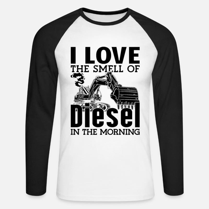 Baggern Baggerfahrer Bauarbeiter Geschenkidee - Unisex Baseballshirt langarm - Weiß/Schwarz